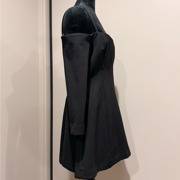 Reformation Elegant Black Off-Shoulder Long Sleeve Holiday Party Dress - Picture 4 of 6